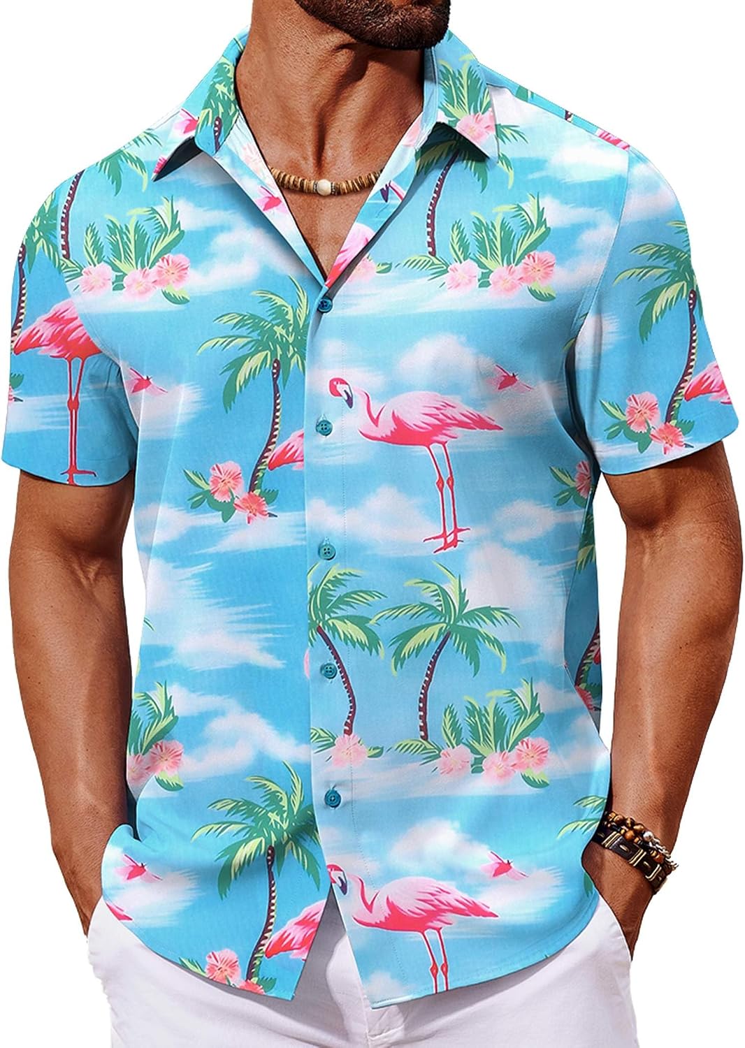 COOFANDY Mens Hawaiian Shirt Short Sleeve Button Down Shirts Tropical Floral Summer Beach Shirts