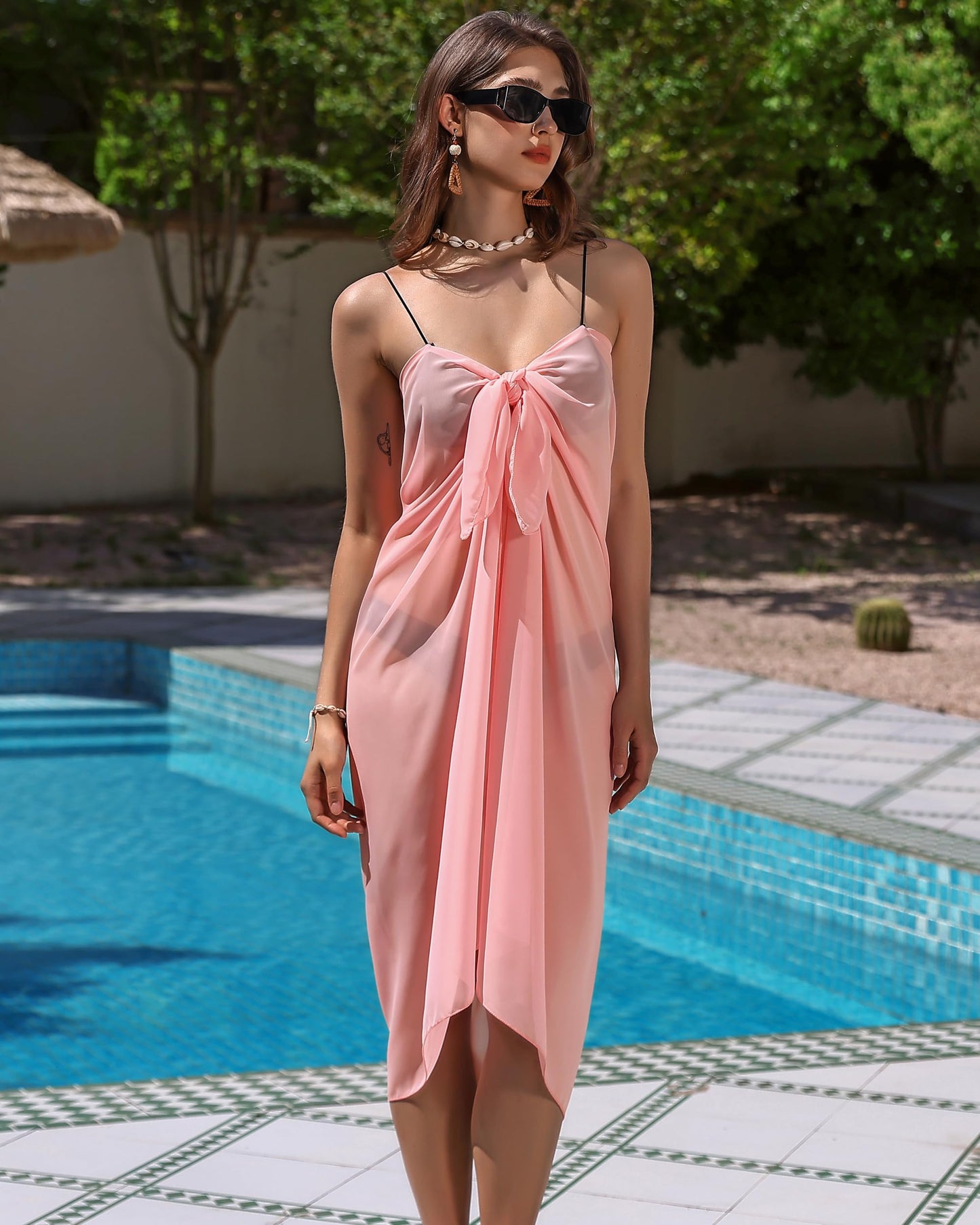 Eicolorte Womens Beach Cover Up Chiffon Sheer Bikini Beach Swimsuit Coverup Sarong Pareo Wraps for Women