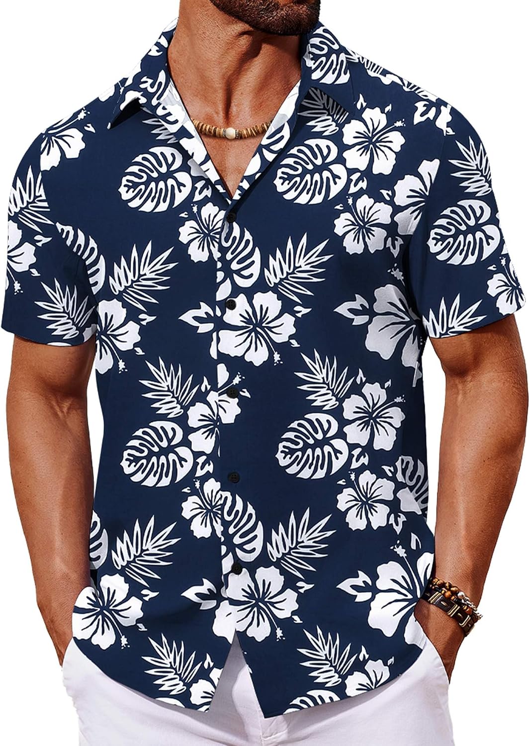 COOFANDY Mens Hawaiian Shirt Short Sleeve Button Down Shirts Tropical Floral Summer Beach Shirts