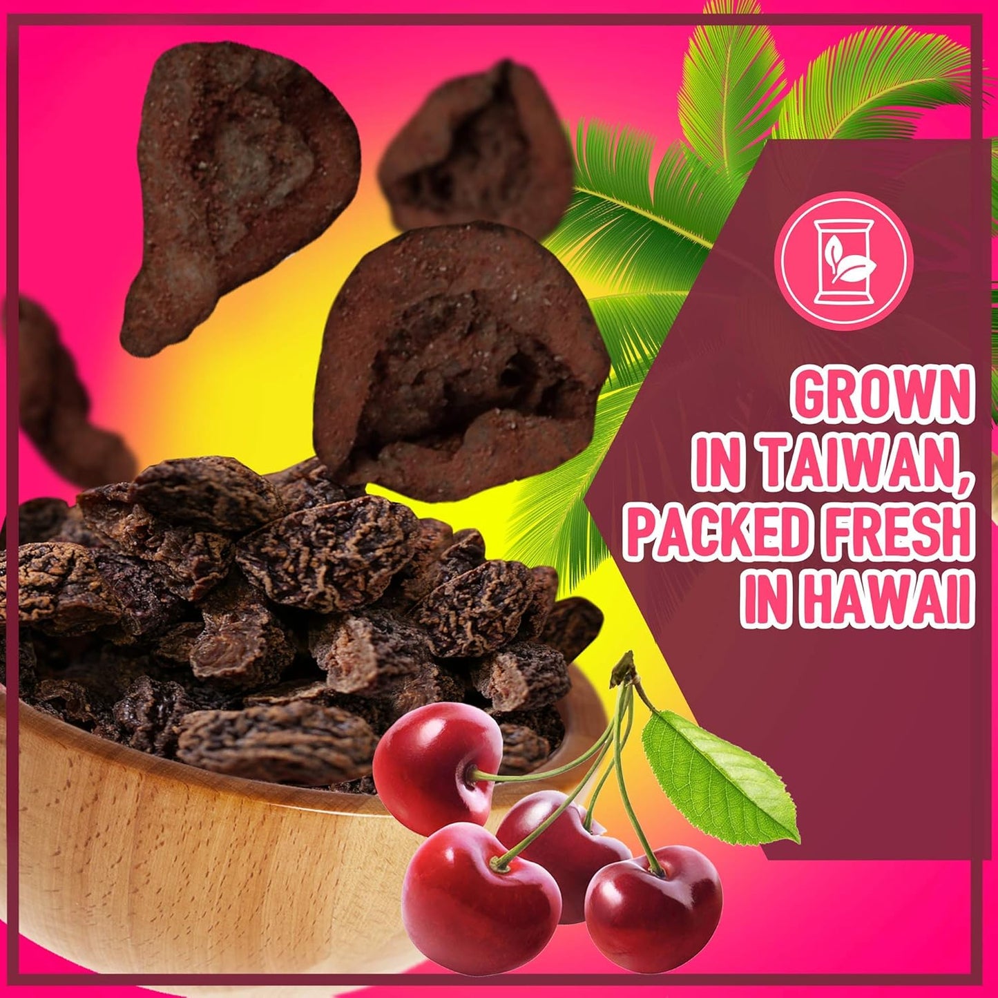 Asia Trans Seedless Li Hing Mui Cherry | Hawaiian Favorite | Naturally Sweet Dried Fruit Candy with Asian Plum Powder - Hawaiian Flair