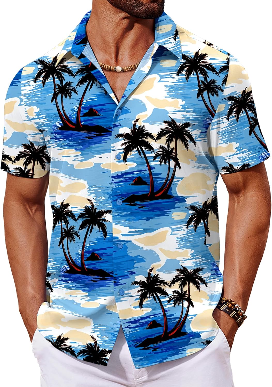 COOFANDY Mens Hawaiian Shirt Short Sleeve Button Down Shirts Tropical Floral Summer Beach Shirts