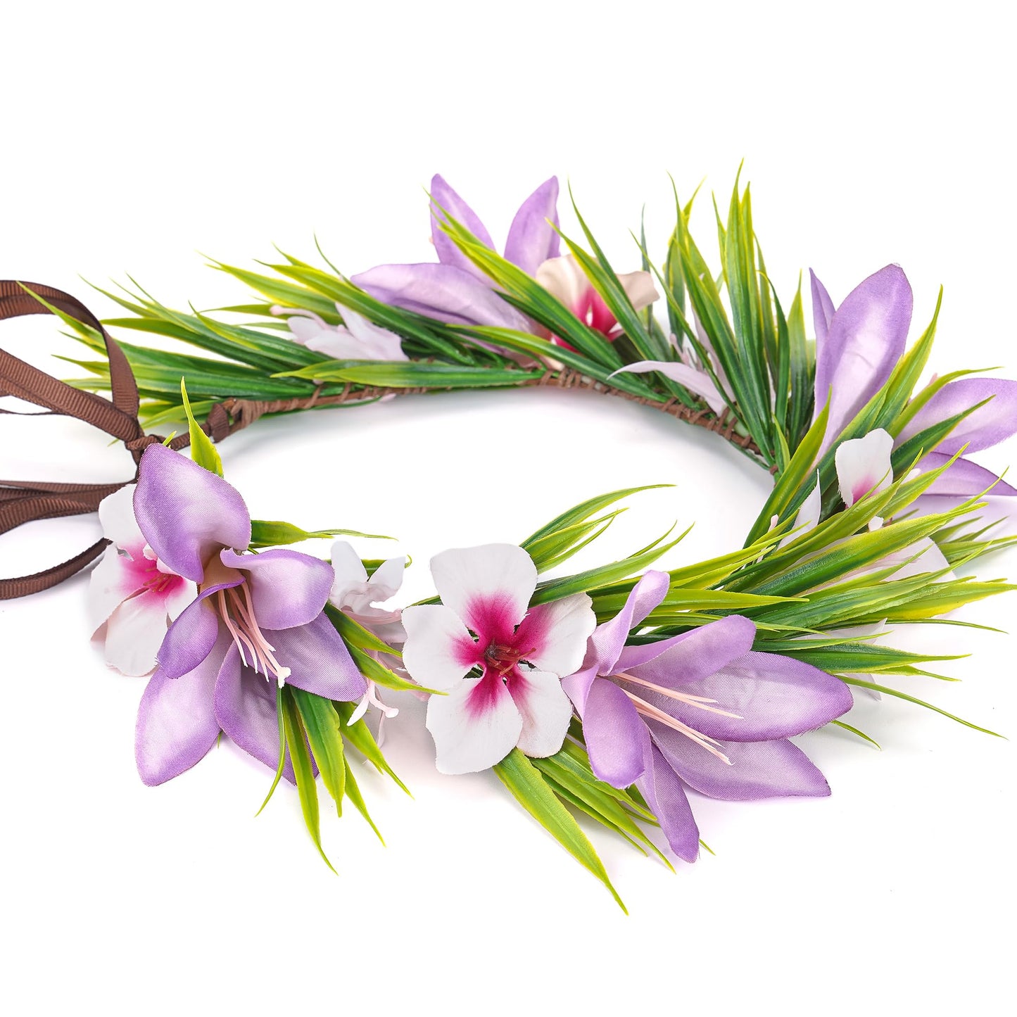 Hawaiian Leis Flower Crown, Artificial Hawaii Floral Headpiece