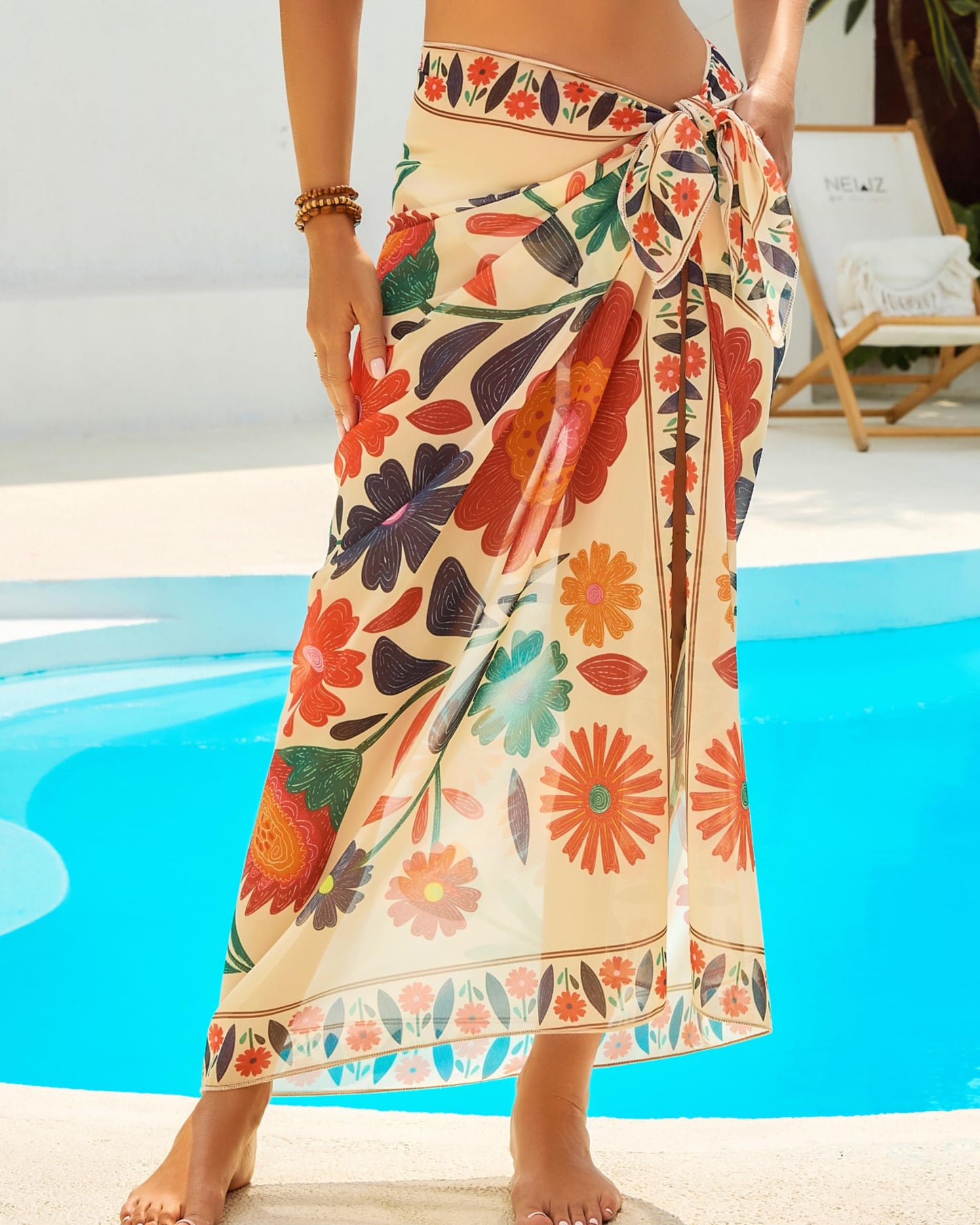 Eicolorte Womens Beach Cover Up Chiffon Sheer Bikini Beach Swimsuit Coverup Sarong Pareo Wraps for Women