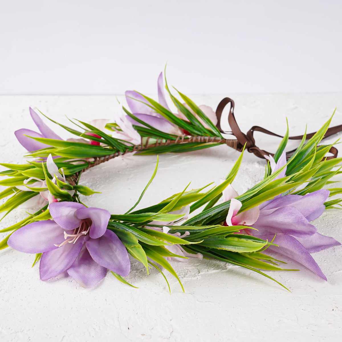 Hawaiian Leis Flower Crown, Artificial Hawaii Floral Headpiece