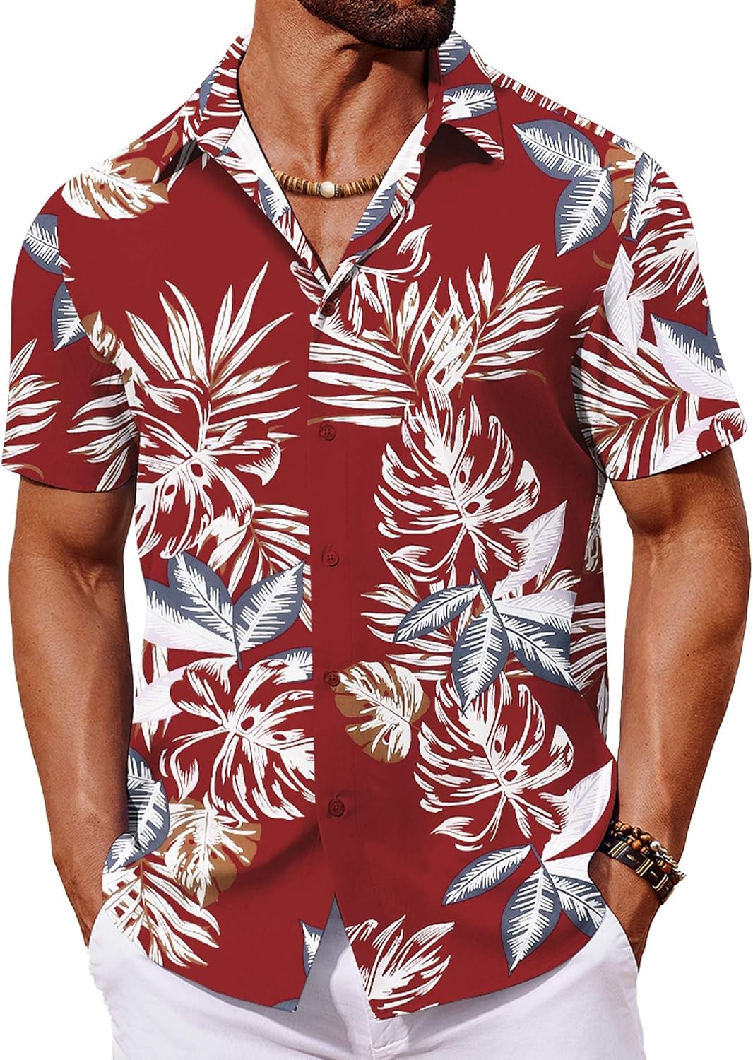 COOFANDY Mens Hawaiian Shirt Short Sleeve Button Down Shirts Tropical Floral Summer Beach Shirts