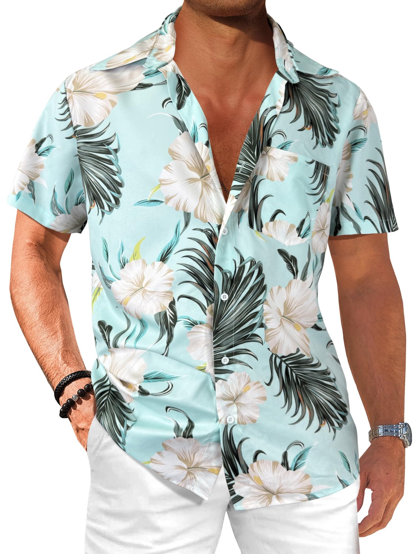 Comdecevis Men's Hawaiian Floral Shirts Short Sleeve Button Down Tropical Summer Beach Shirts - Hawaiian Flair