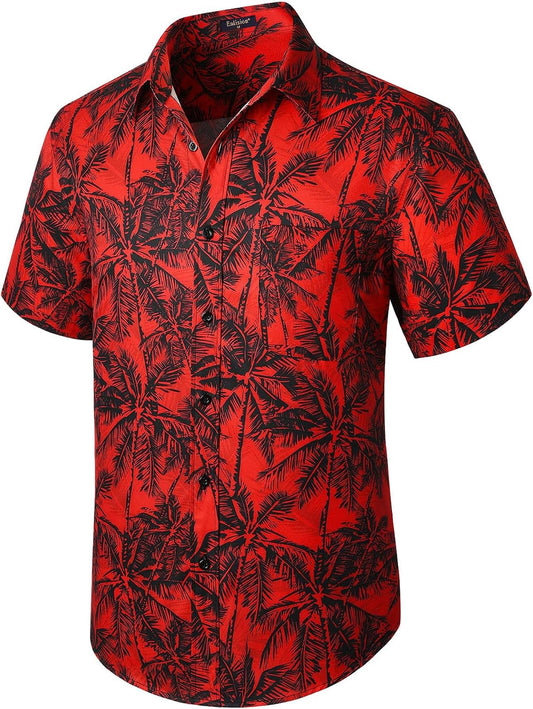 Enlision Men's Hawaiian Shirt Short Sleeve Casual Summer Beach Aloha Shirt Floral Button Down Tropical Hawaii Shirts