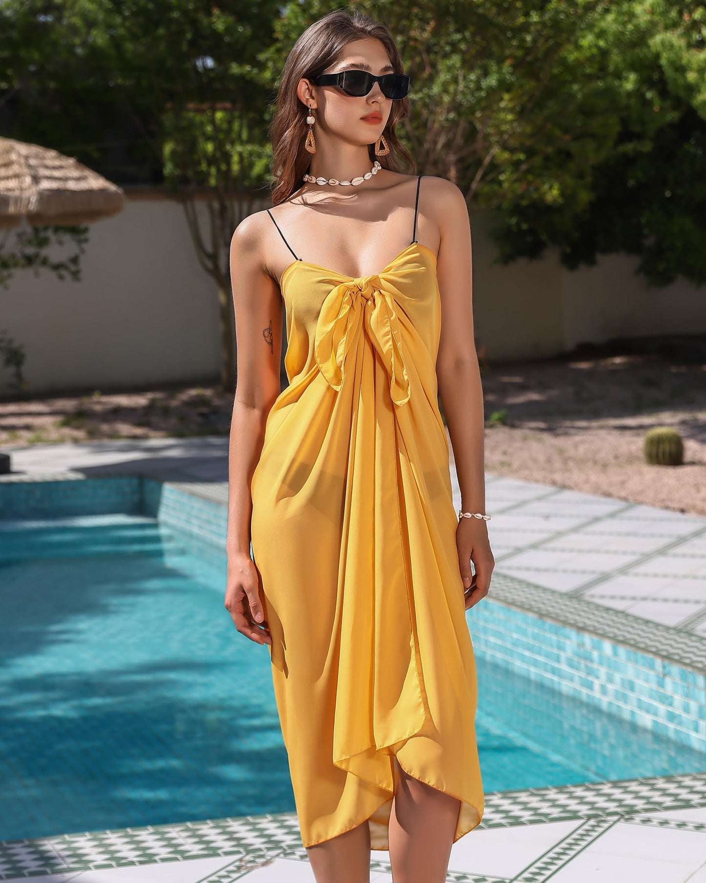 Eicolorte Womens Beach Cover Up Chiffon Sheer Bikini Beach Swimsuit Coverup Sarong Pareo Wraps for Women