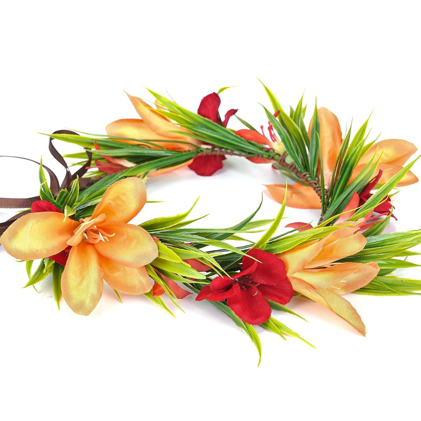 Hawaiian Leis Flower Crown, Artificial Hawaii Floral Headpiece