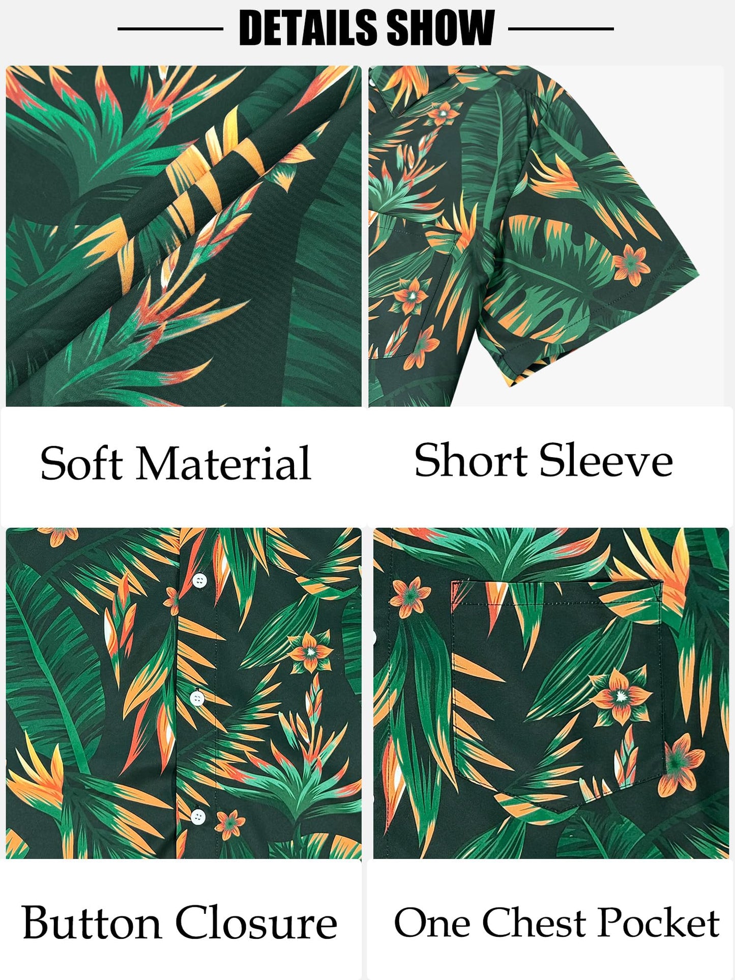 Comdecevis Men's Hawaiian Floral Shirts Short Sleeve Button Down Tropical Summer Beach Shirts - Hawaiian Flair