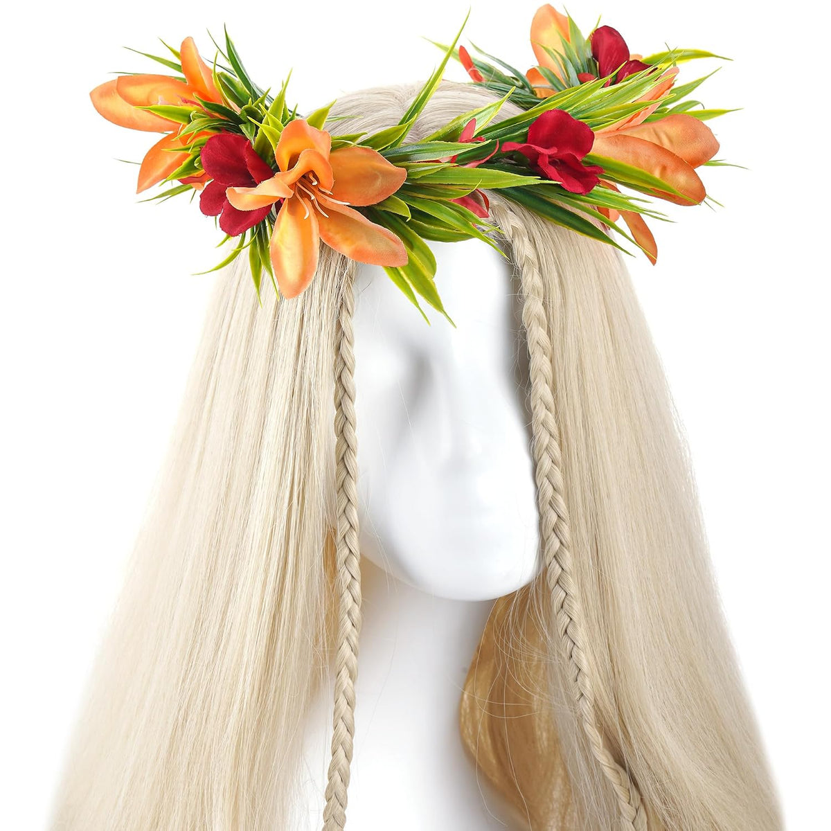Hawaiian Leis Flower Crown, Artificial Hawaii Floral Headpiece