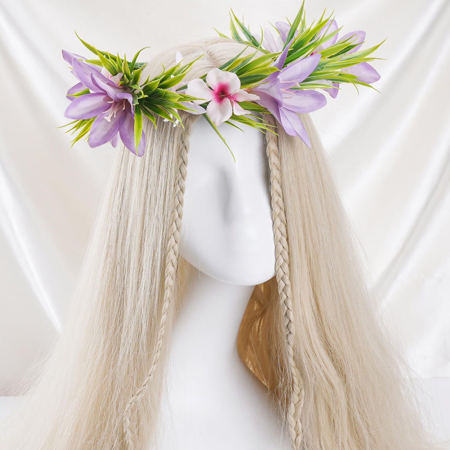 Hawaiian Leis Flower Crown, Artificial Hawaii Floral Headpiece