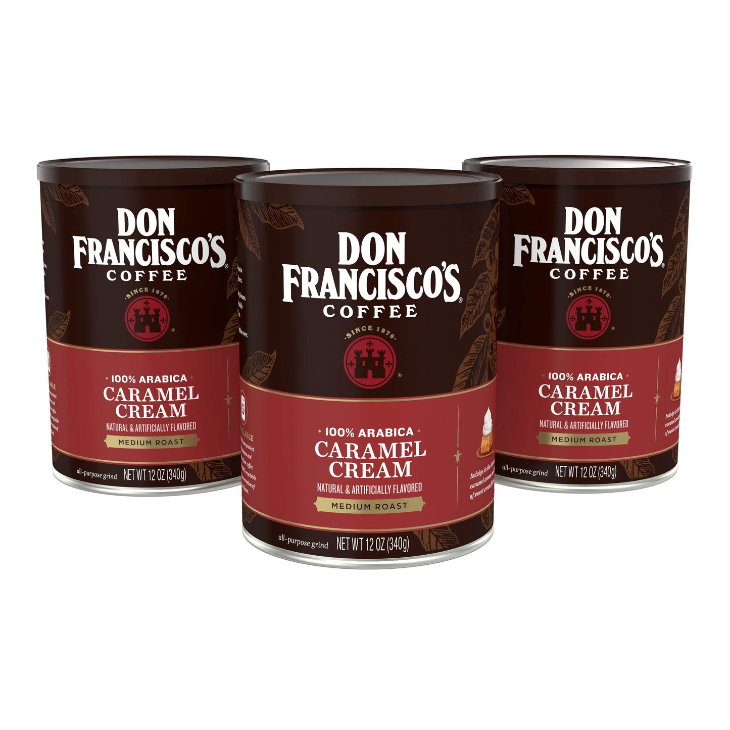 Don Francisco's Hawaiian Hazelnut Ground Flavored Coffee: Rich, Aromatic 100% Arabica Beans - (3 x 12 oz Recyclable Cans) - Hawaiian Flair