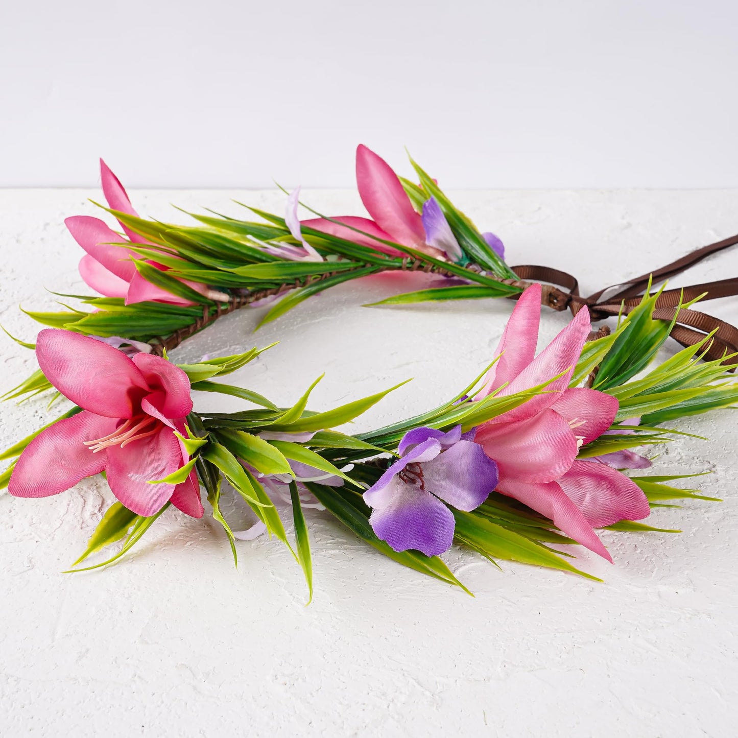 Hawaiian Leis Flower Crown, Artificial Hawaii Floral Headpiece