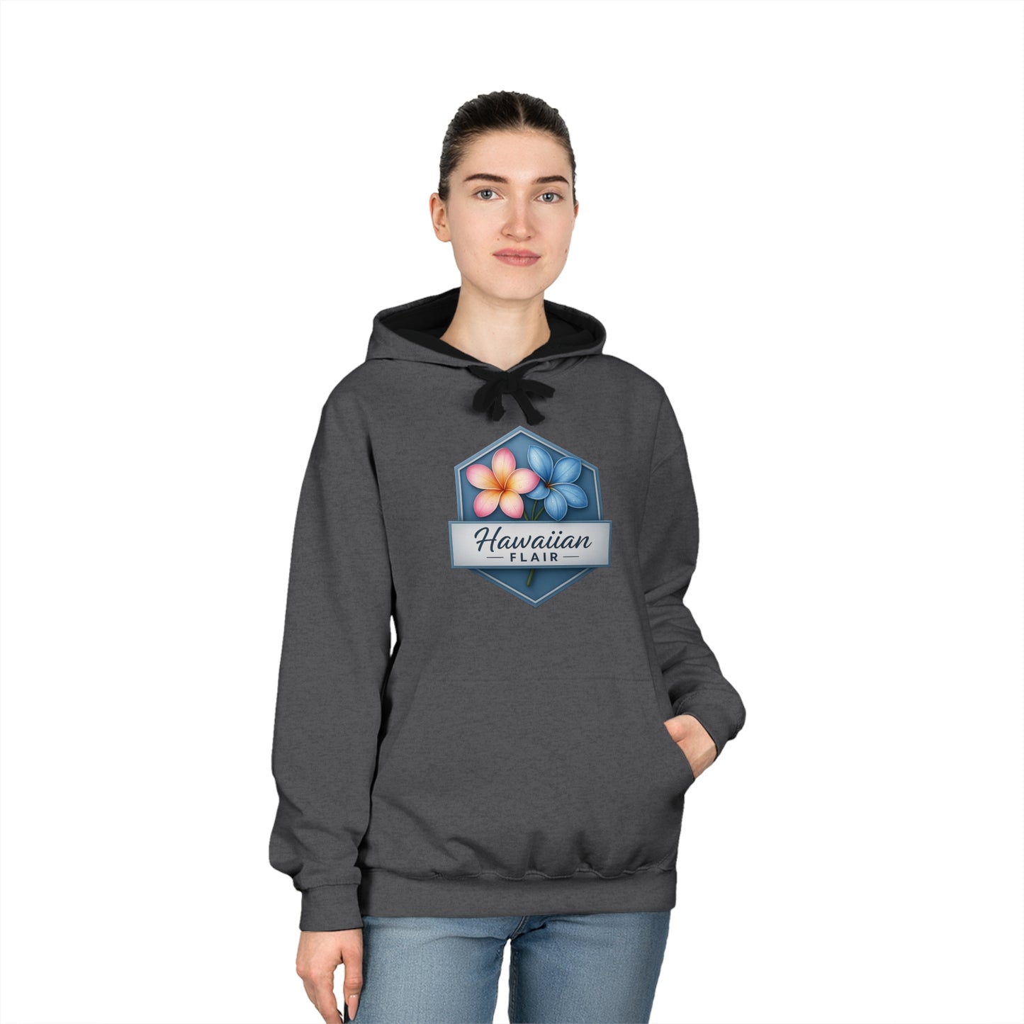 Hawaiian Flair Unisex Varsity Hoodie, Casual Wear, Beach Vibes, Spring Fashion, Travel Essentials, Perfect Gift - Hawaiian Flair