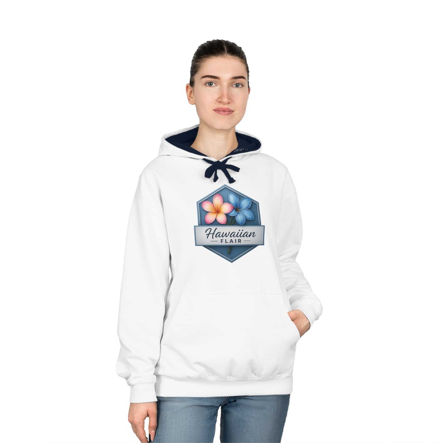 Hawaiian Flair Unisex Varsity Hoodie, Casual Wear, Beach Vibes, Spring Fashion, Travel Essentials, Perfect Gift - Hawaiian Flair