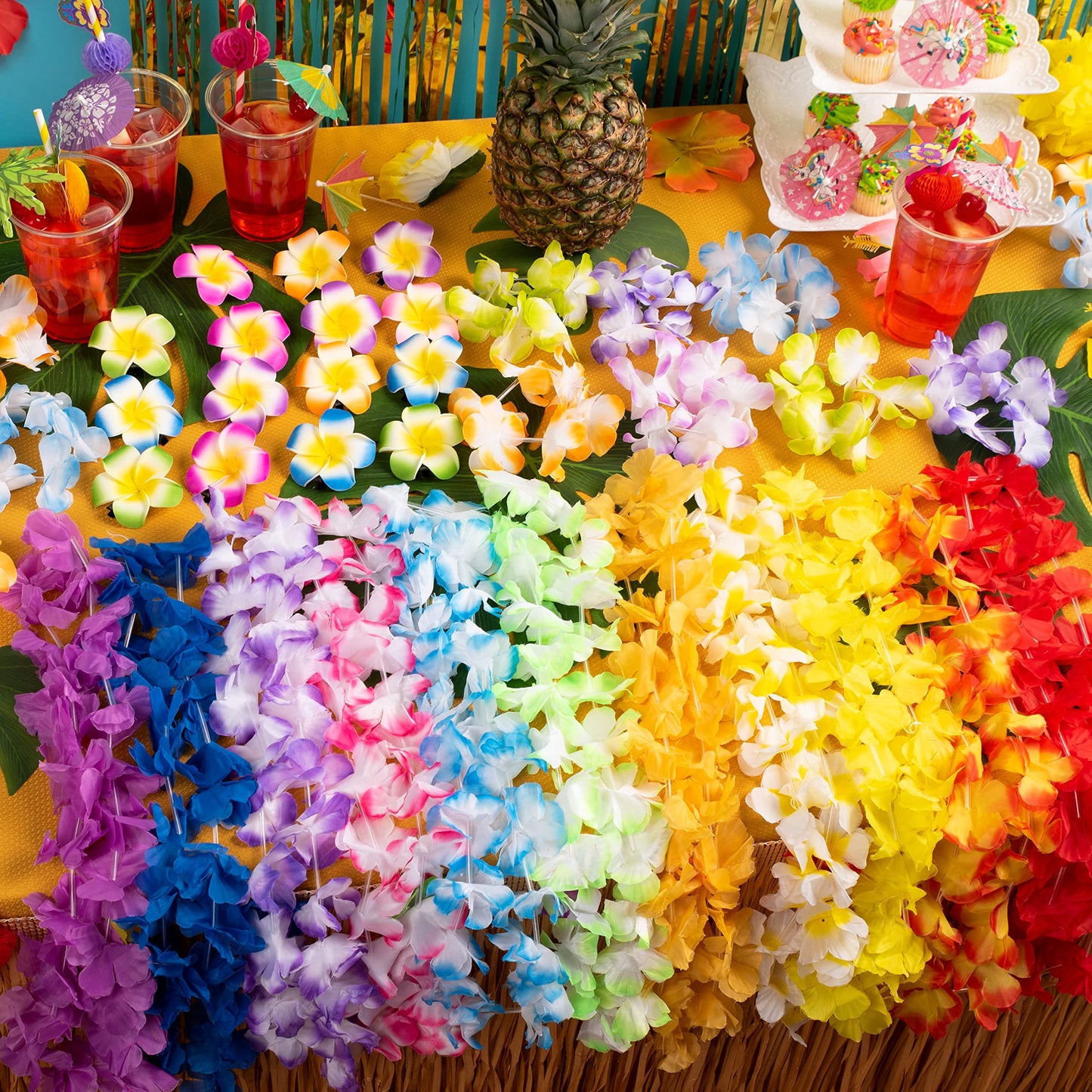 Joyin Toy 36 Counts Hawaiian Leis Bulk, Tropical Flower Lei Hawaiian Lei Beach Hawaii Luau Party Favors Decoration Birthday Party Supplies(3 Dozen) - Hawaiian Flair