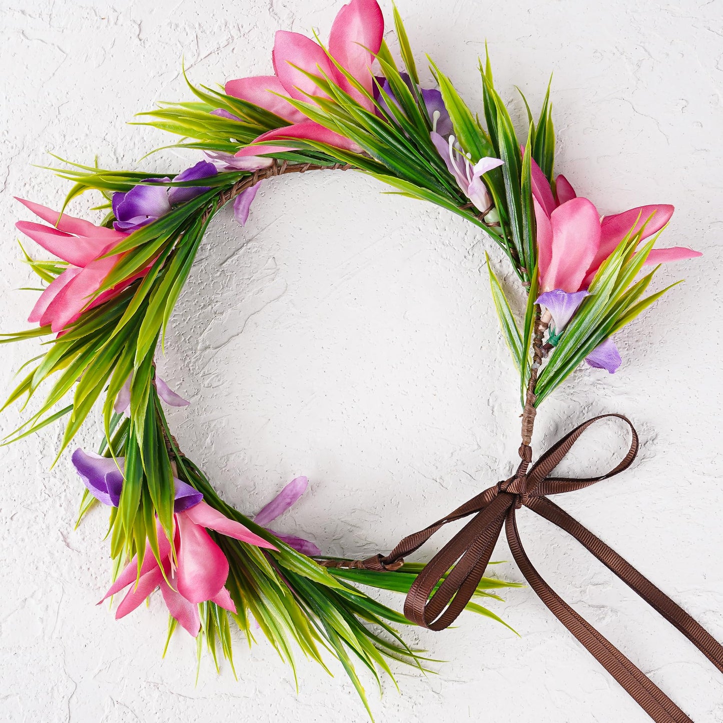 Hawaiian Leis Flower Crown, Artificial Hawaii Floral Headpiece