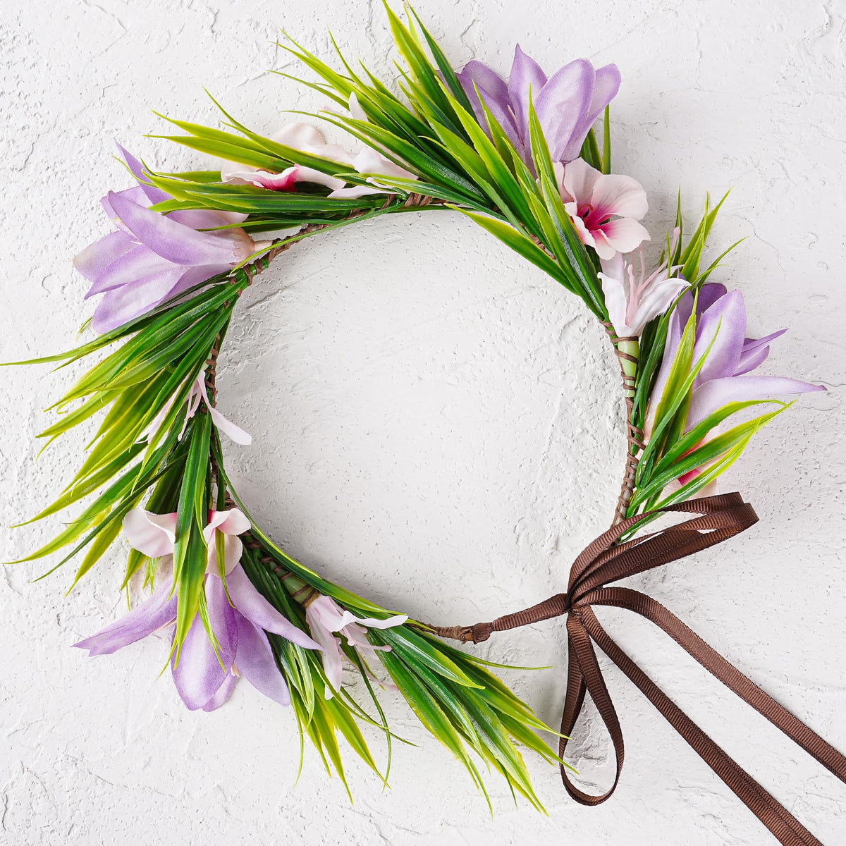 Hawaiian Leis Flower Crown, Artificial Hawaii Floral Headpiece