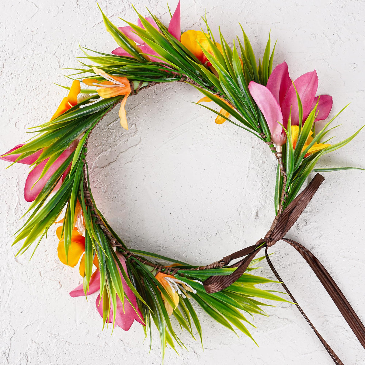 Hawaiian Leis Flower Crown, Artificial Hawaii Floral Headpiece