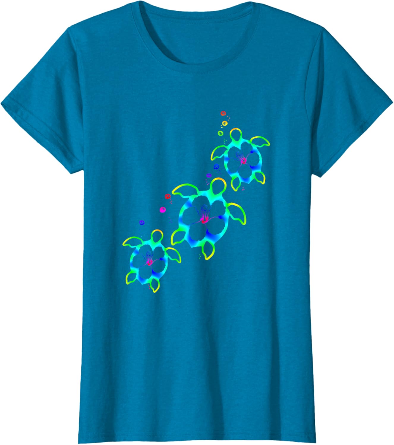 Tropical Colors Hawaiian Honu Sea Turtles T-Shirt