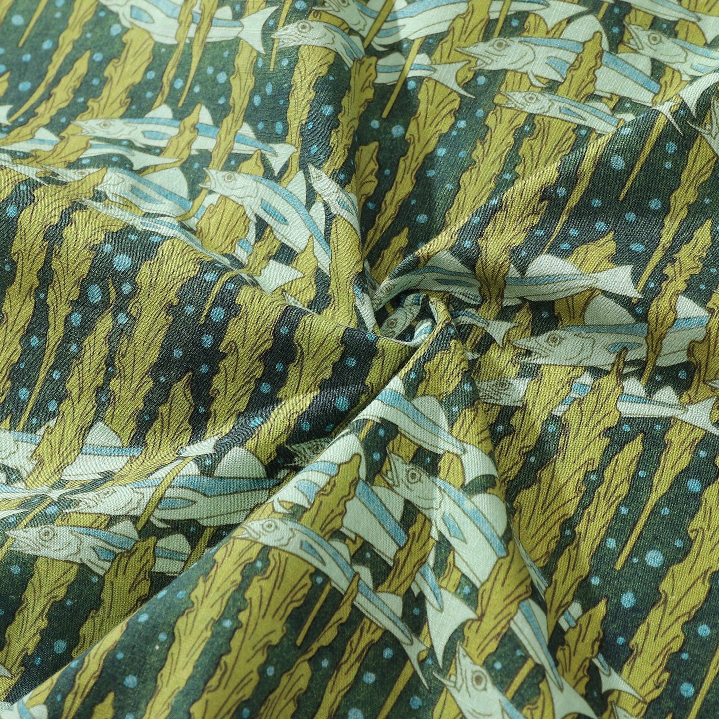Hawaiian Shirt For Men Cod and Seaweed Print Short Sleeve Cotton Button Down - Hawaiian Flair