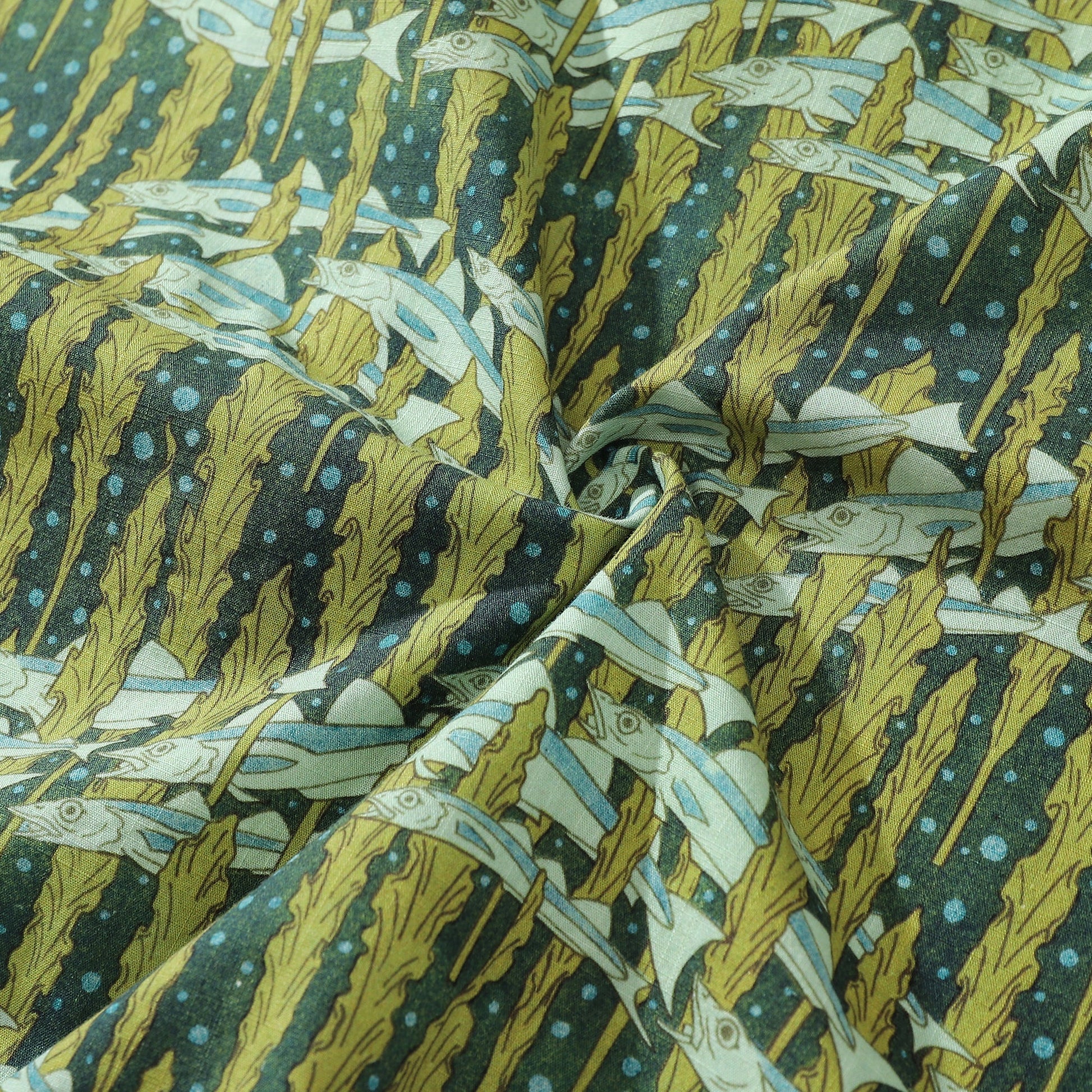 Hawaiian Shirt For Men Cod and Seaweed Print Short Sleeve Cotton Button Down - Hawaiian Flair