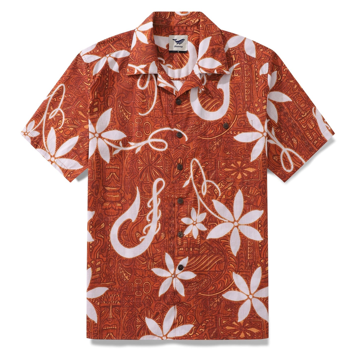 Red Hawaiian Shirt For Men Tiki Hawaii Shirt Camp Collar 100% Cotton Shirt - Hawaiian Flair