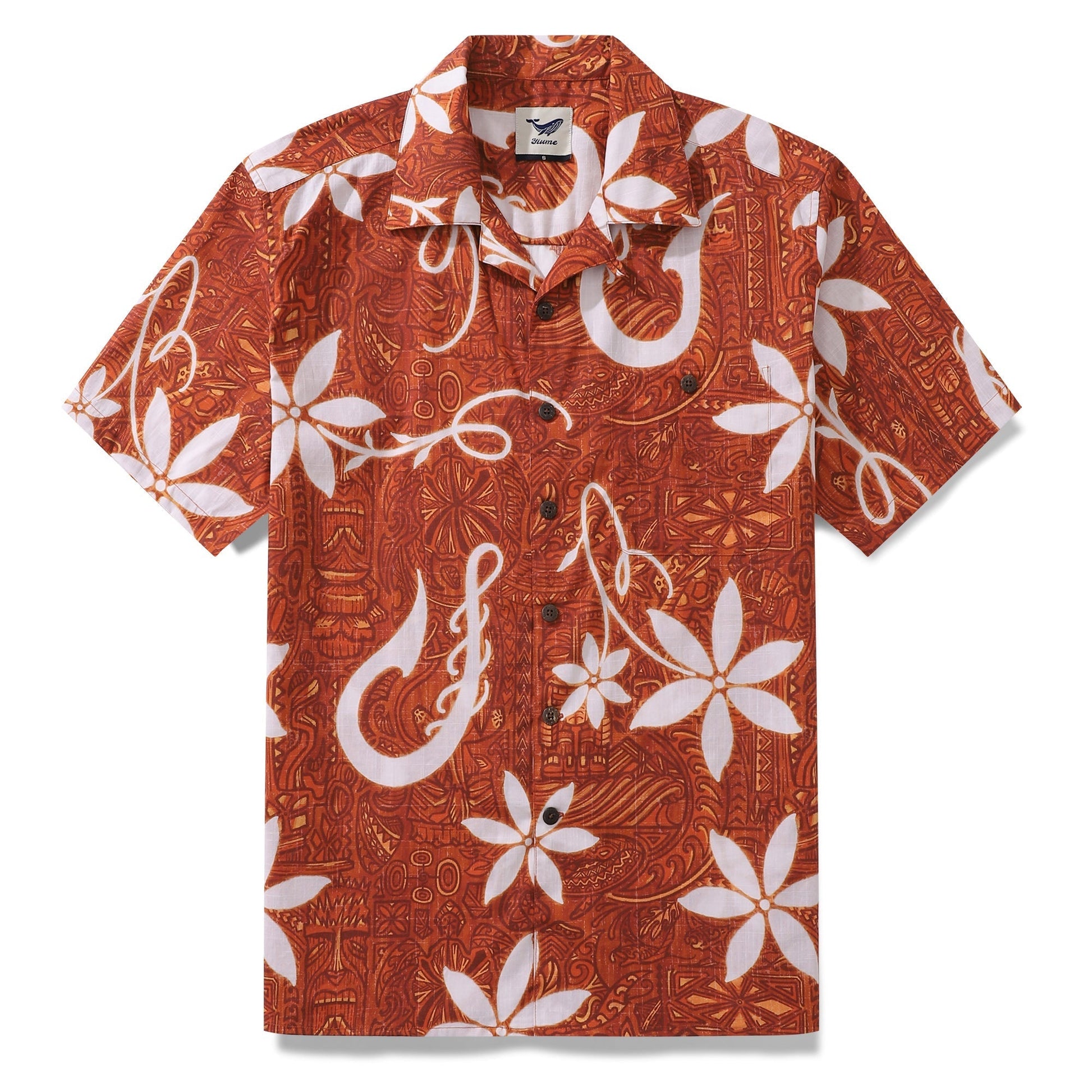 Red Hawaiian Shirt For Men Tiki Hawaii Shirt Camp Collar 100% Cotton Shirt - Hawaiian Flair