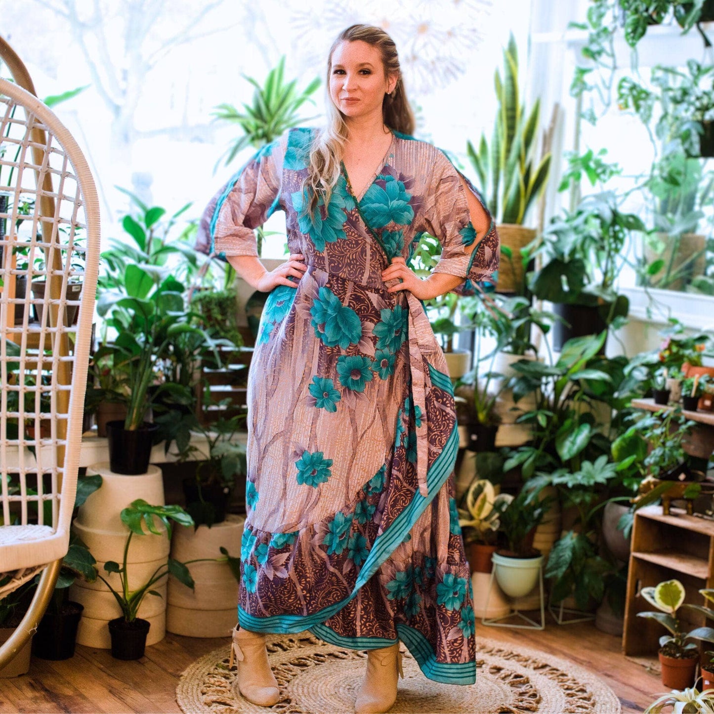 Zaria One-of-a-Kind Wrap Dress – Handmade, Sustainable, Stunning - Hawaiian Flair