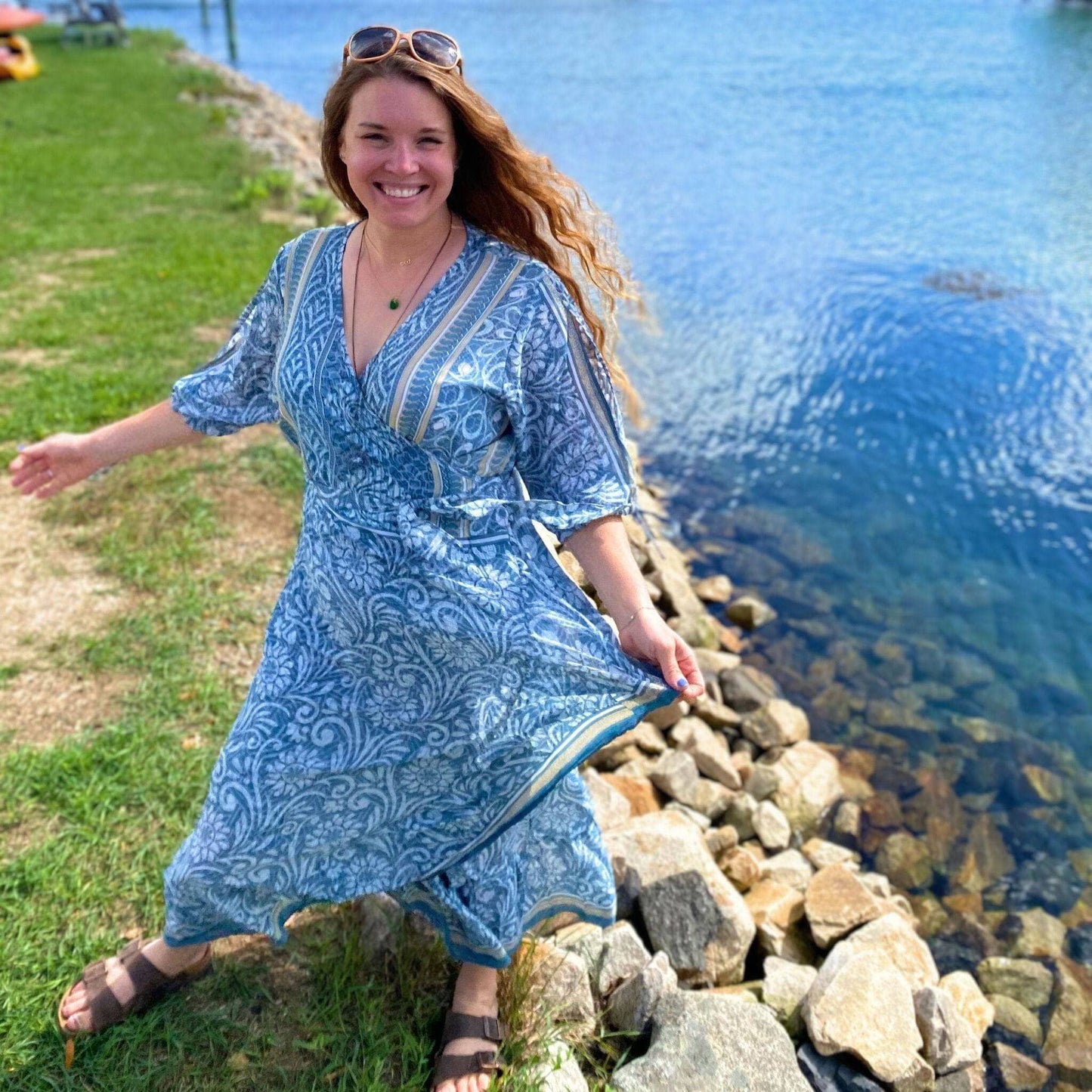 Zaria One-of-a-Kind Wrap Dress – Handmade, Sustainable, Stunning - Hawaiian Flair