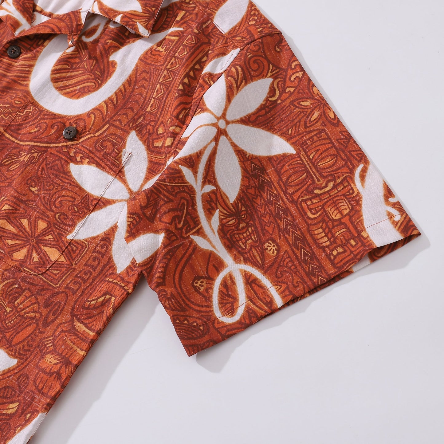 Red Hawaiian Shirt For Men Tiki Hawaii Shirt Camp Collar 100% Cotton Shirt - Hawaiian Flair