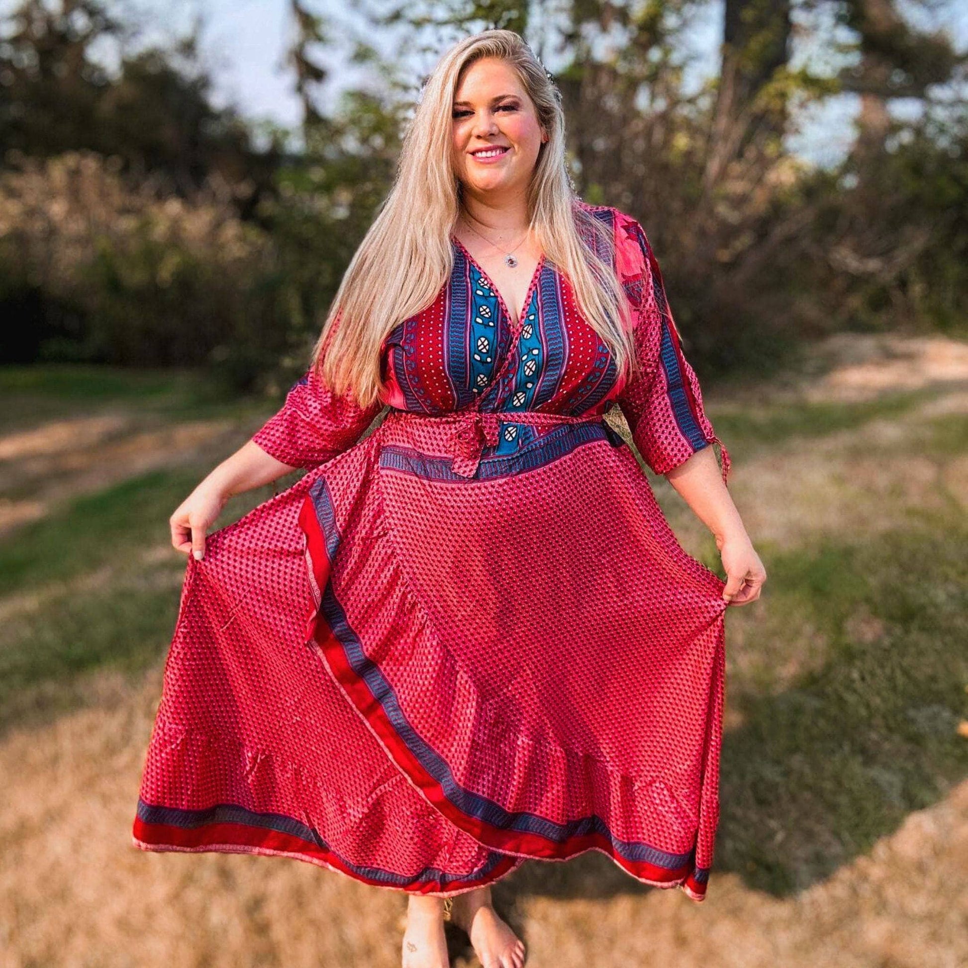 Zaria One-of-a-Kind Wrap Dress – Handmade, Sustainable, Stunning - Hawaiian Flair