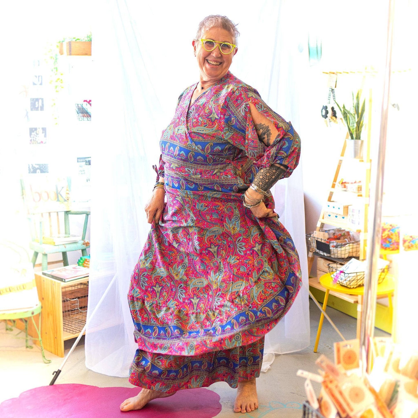 Zaria One-of-a-Kind Wrap Dress – Handmade, Sustainable, Stunning - Hawaiian Flair