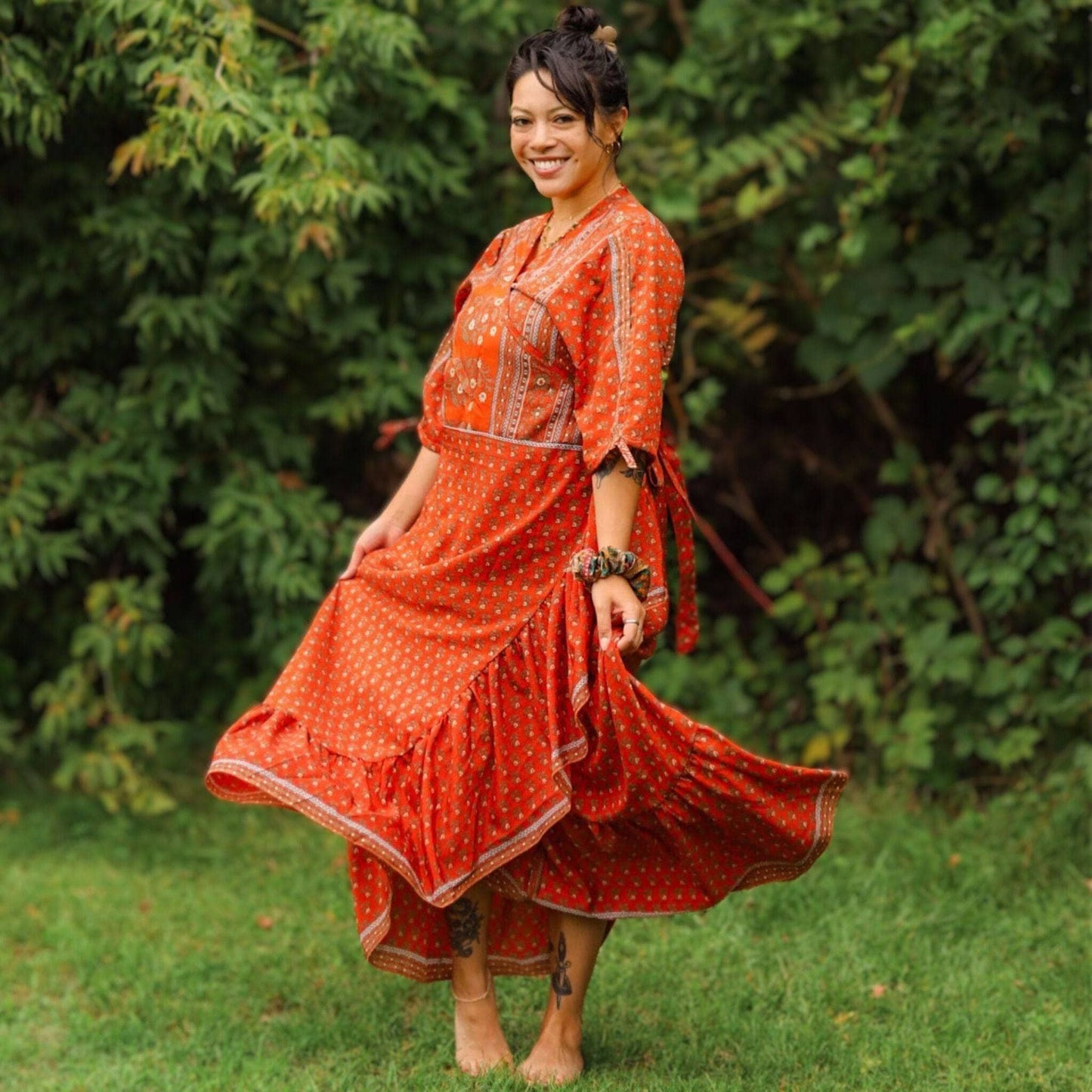 Zaria One-of-a-Kind Wrap Dress – Handmade, Sustainable, Stunning - Hawaiian Flair